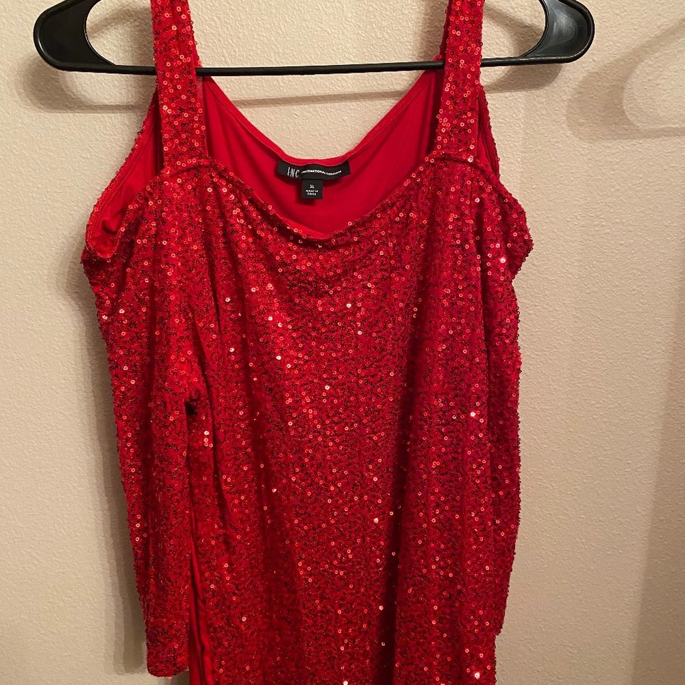 Sequined Shoulder Peekaboo Blouse